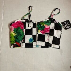 Black and White Sleeveless Crop Camisole